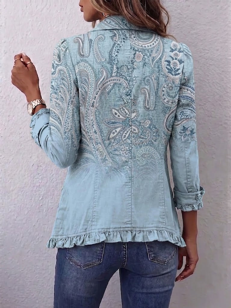 ESTRELLA | Kurtka vintage z falbankami z nadrukiem paisley