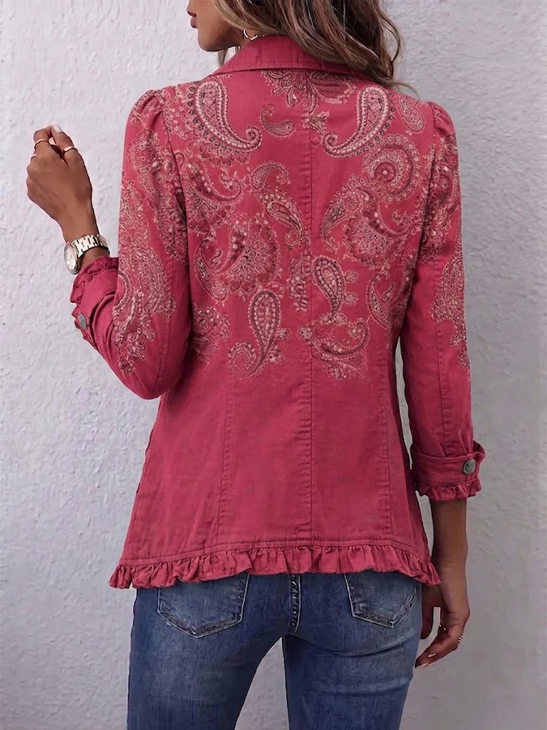 ANOUK | Kurtka vintage z falbankami we wzór paisley